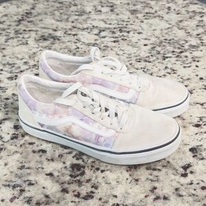 Girls size 4 Vans Shoes White & tie-dye